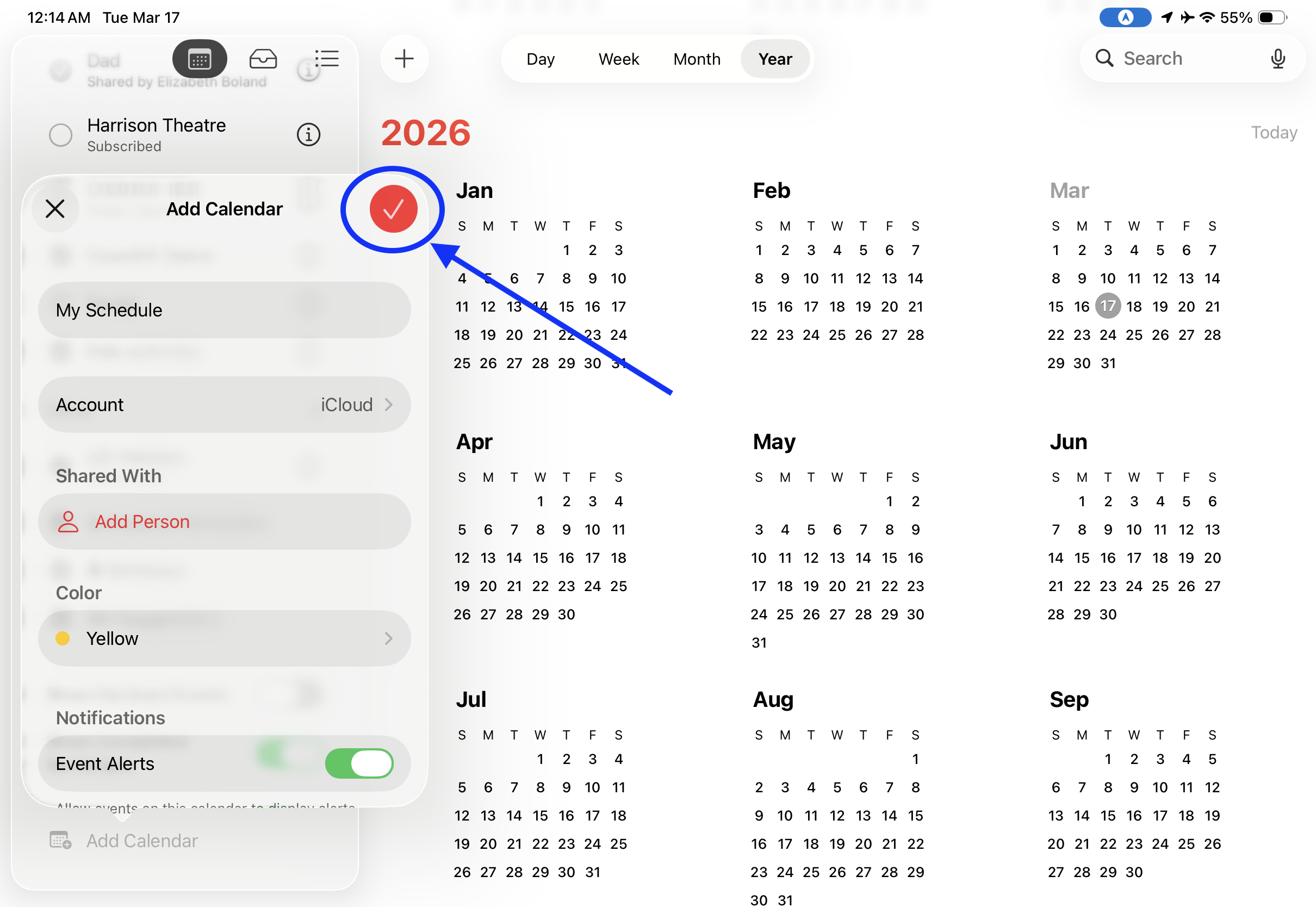Tap the checkmark to save